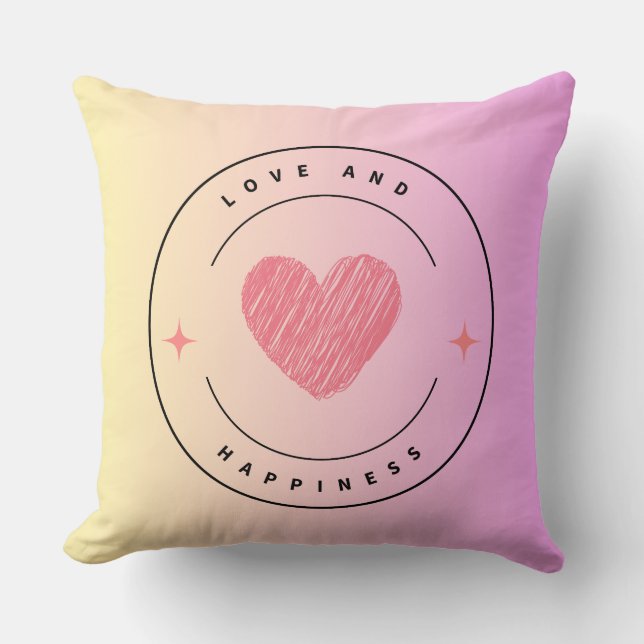 Coussin de jeté Amour & Bonheur (Recto)