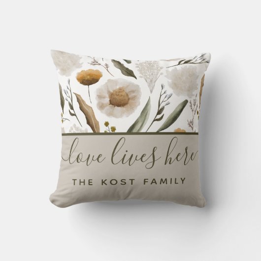 Coussin de jeté avec nom Love Lives Here (Recto)