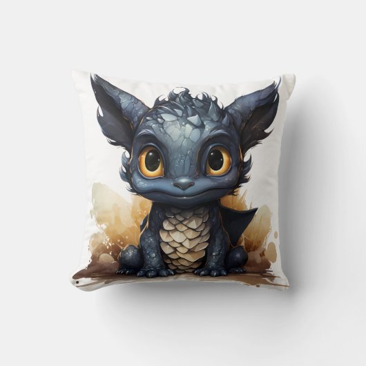 Coussin de jeté de bébé dragon mignon | Fantaisie (Recto)