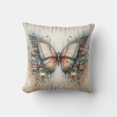 Coussin de jeté de livre floral papillon, décorati (Recto)