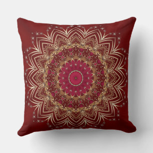 Coussin de jeté de vacances floral or rouge