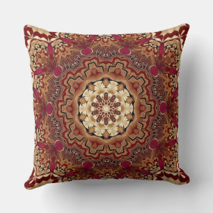Coussin de jeté de vacances floral or rouge