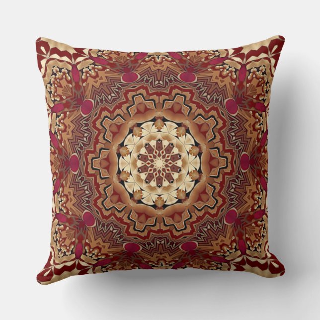 Coussin de jeté de vacances floral or rouge (Verso)