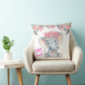 Coussin de jeté éléphant bébé floral rose pour bab (Chaise)