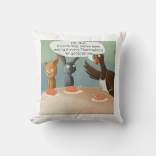 Coussin de jeté en coton drôle de Thanksgiving vég