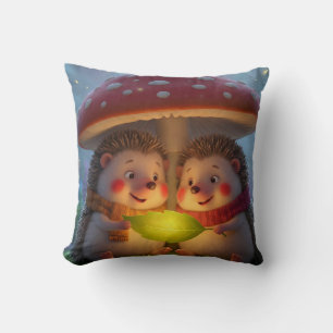 Coussin de jeté fantaisie hérisson de la forêt cos