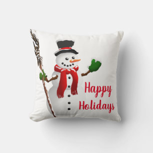 Coussin de jeté - Flocons de neige et bonhomme de