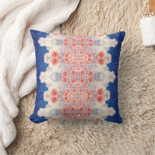 Coussin de jeté mandala floral céleste