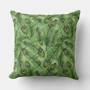 Coussin de jeté - Plumes de paon