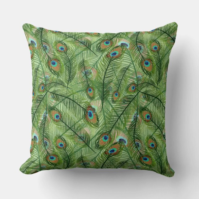 Coussin de jeté - Plumes de paon (Recto)