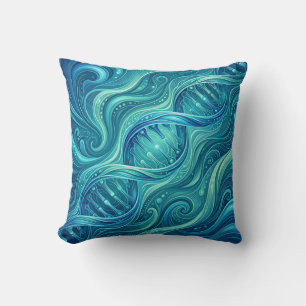 Coussin de jetée à double hélice d'ADN bleu océan