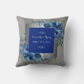 Coussin de jetée Silver & Blue Petal Symphony (Verso)