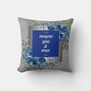 Coussin de jetée Silver & Blue Petal Symphony