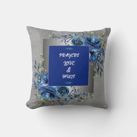 Coussin de jetée Silver & Blue Petal Symphony (Recto)
