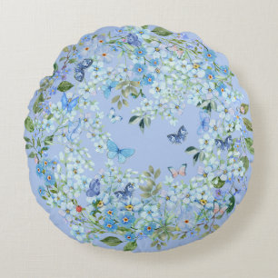 Coussin de jeton rond en coton de catégorie A bleu