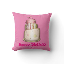 Coussin de "joyeux anniversaire" de rose avec le