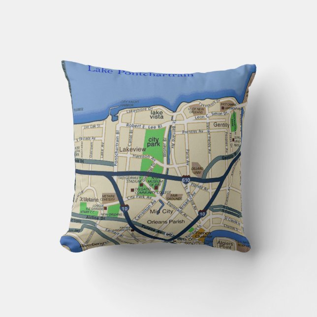 Coussin de la carte de la ville médiane de la Nouv (Recto)