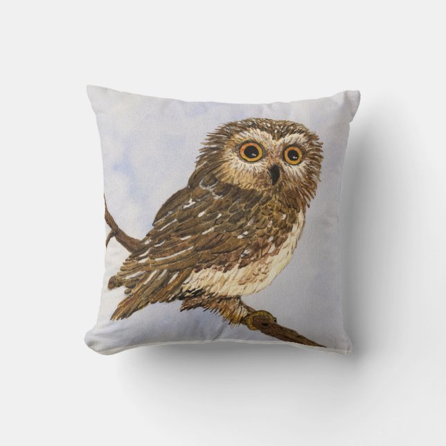 Coussin de la Chouette de Saw-Whet (Recto)