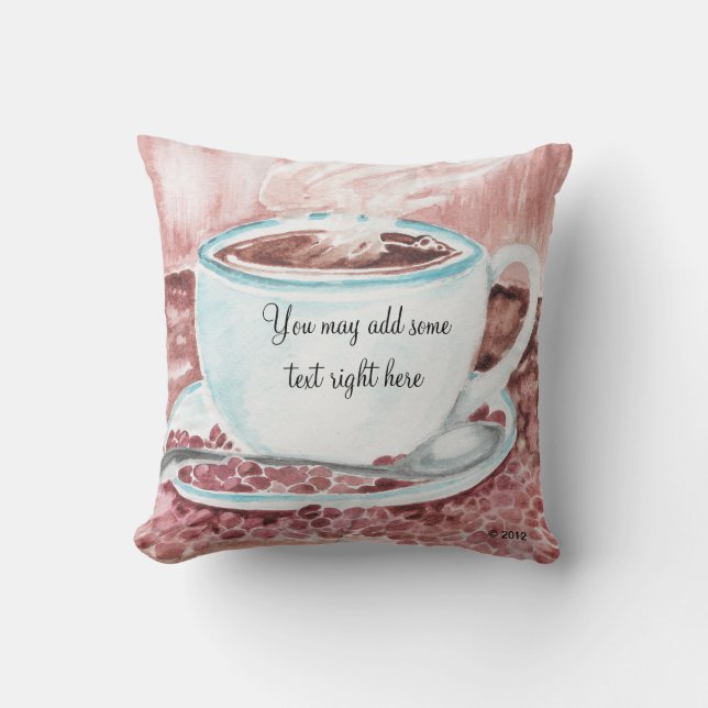 Coussin de la coupe de café aquarelle (Recto)