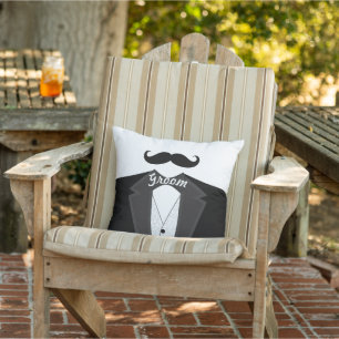 Coussin de la Cravate noire Mustache Tuxedo de Gro