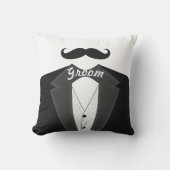 Coussin de la Cravate noire Mustache Tuxedo de Gro (Recto)