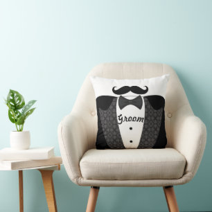 Coussin de la Cravate noire Mustache Tuxedo de Gro