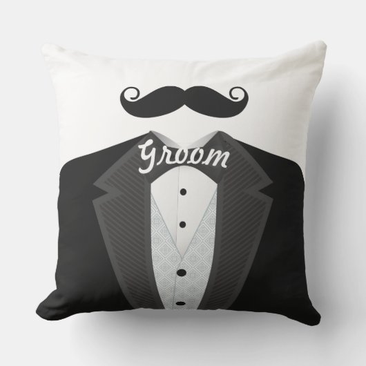Coussin de la Cravate noire Mustache Tuxedo de Gro (Recto)