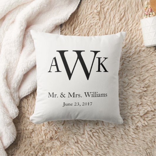 Coussin de la date du Mariage de monogramme (Couverture)