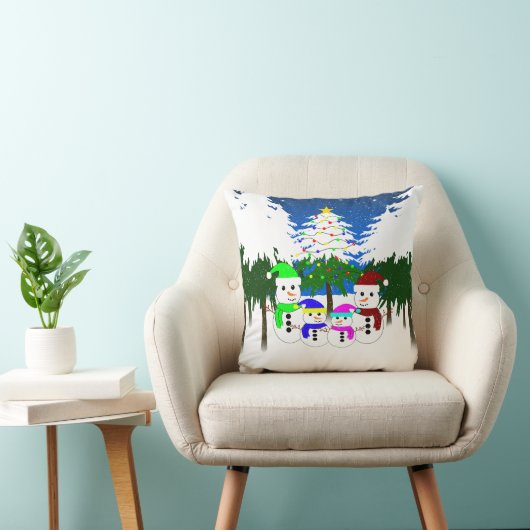 Coussin de la famille Snowman de Noël (Chaise)