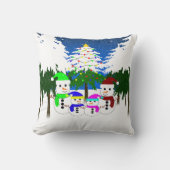 Coussin de la famille Snowman de Noël (Recto)