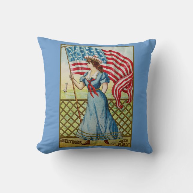 Coussin de la fille de voile patriotique Vintage (Recto)
