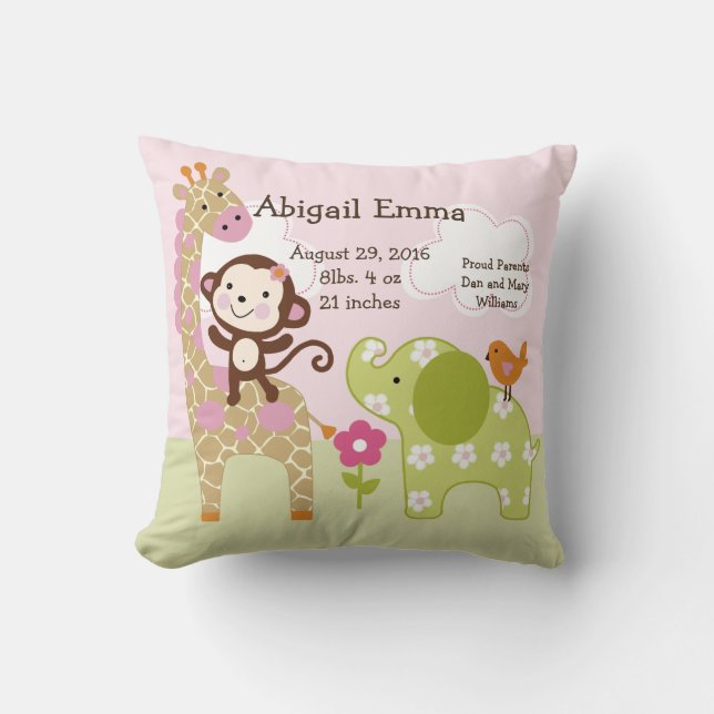 Coussin de la Jungle personnalisée Keepsaké (Recto)