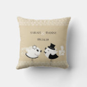 Coussin de la mariée mariage et des oiseaux de cha (Verso)