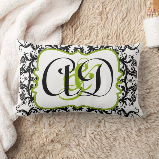 Coussin de la mariée noire Damask Monogram (Couverture)