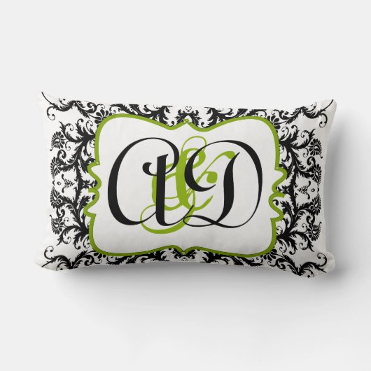 Coussin de la mariée noire Damask Monogram (Verso)