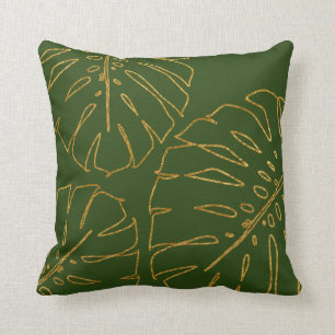 coussin de la Monstère d'or tropicale moderne