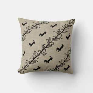 Coussin de la silhouette de Dachshund Fleurs à mai