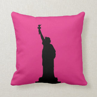 Coussin de la statue noire et rose chaud de la lib