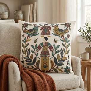 Coussin de lancer à motifs floraux modernes abstra