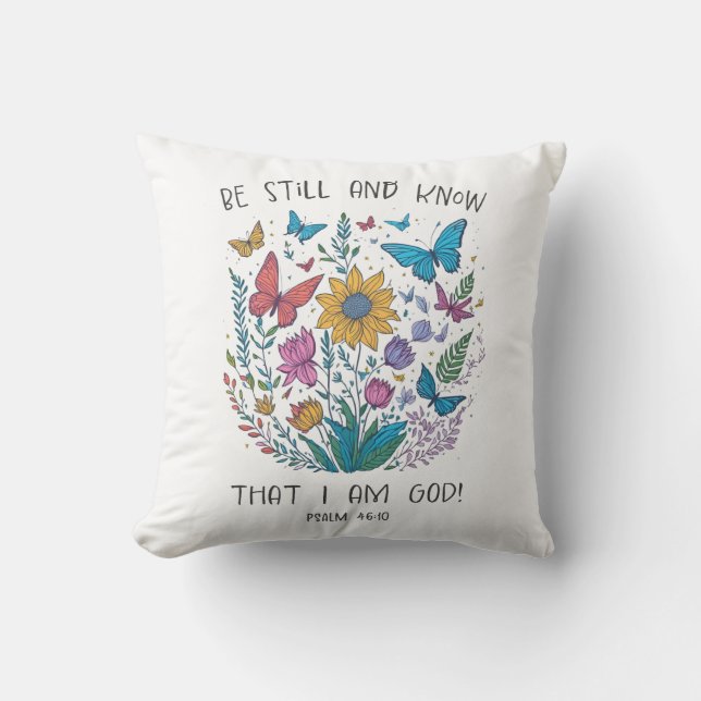 Coussin de lancer « Be Still and Know » (Recto)