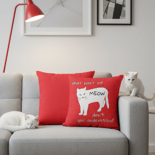 Coussin de lancer chat rouge et blanc drôle 