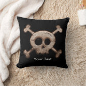 Coussin de lancer crâne et os en détresse noir (Couverture)
