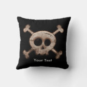 Coussin de lancer crâne et os en détresse noir (Verso)