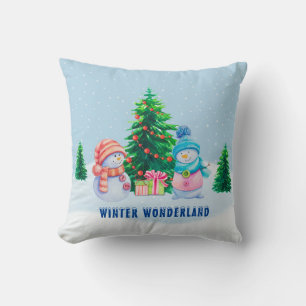 Coussin de lancer de bonhomme de neige couple de p