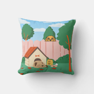 Coussin de lancer de cour de chiots paisibles