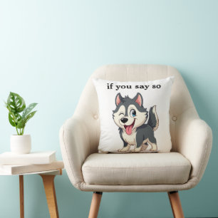 Coussin de lancer de dessin animé Husky clin d'œil