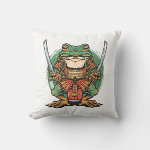 Coussin de lancer de guerrier samouraï grenouille