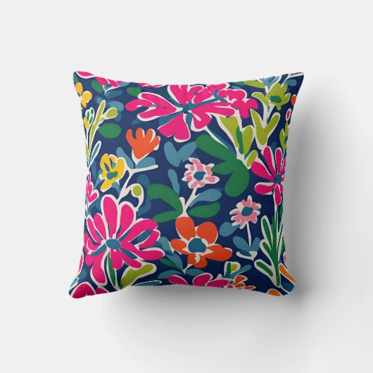 Coussin de lancer de style mème floral clair (Verso)