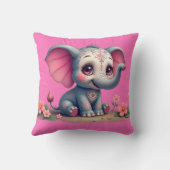 Coussin de lancer éléphant rose (Verso)