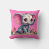 Coussin de lancer éléphant rose (Recto)